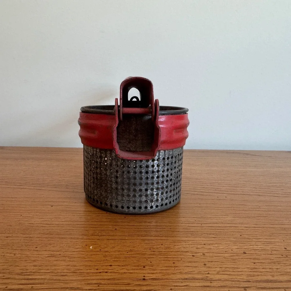 Vintage Red Metal Potato Masher‎ Ricer Kitchen Tool Gadget